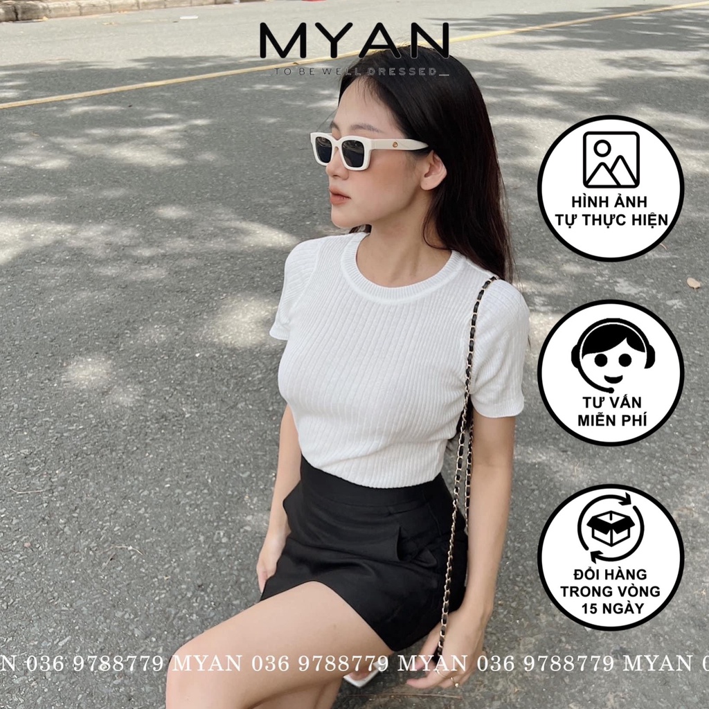 Áo Thun Nữ Tay Ngắn - Áo Thun Ôm Body Gân Cổ Tròn MYAN - Avn042205