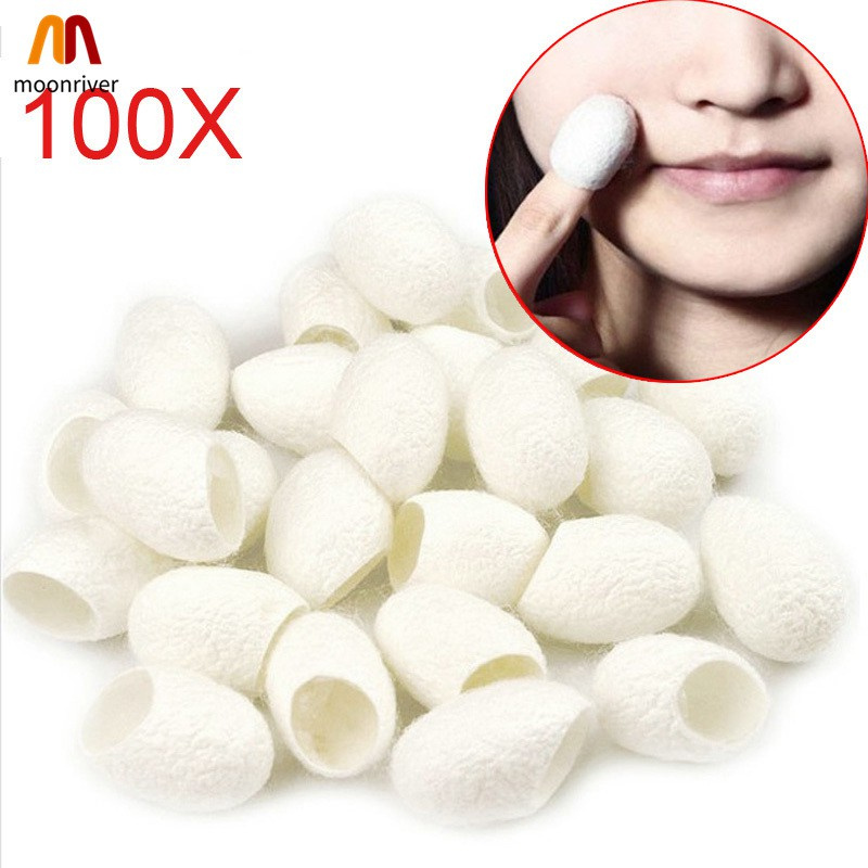 100Pcs Organic Natural Silk Cocoons Silkworm Balls Facial Skin Care Scrub Purifying Acne Anti Aging Whitening