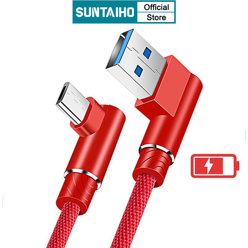 Suntaiho Cáp sạc nhanh Type C Micro USB 3A SUNTAIHO đầu cắm thiết kế 90 độ cho thiết bị Android