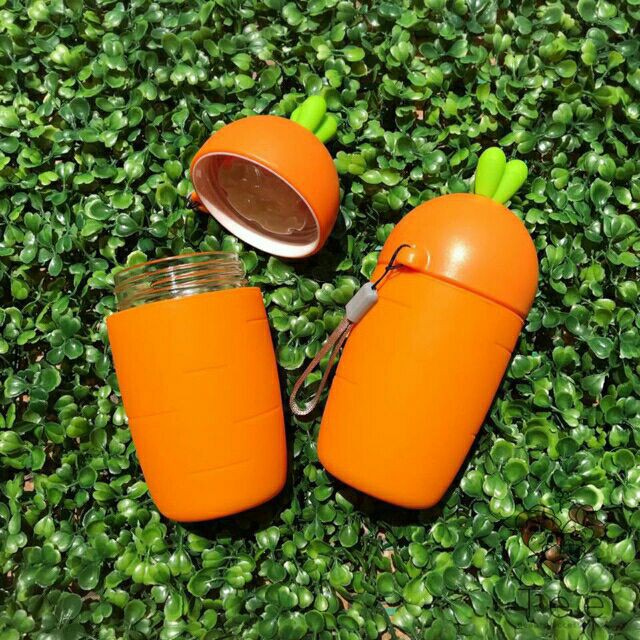 Bình Nước Thủy Tinh 400ml - Bình Chịu Nhiệt, Giữ Nhiệt Tối Ưu Hình Thỏ Và Cà Rốt 6767
