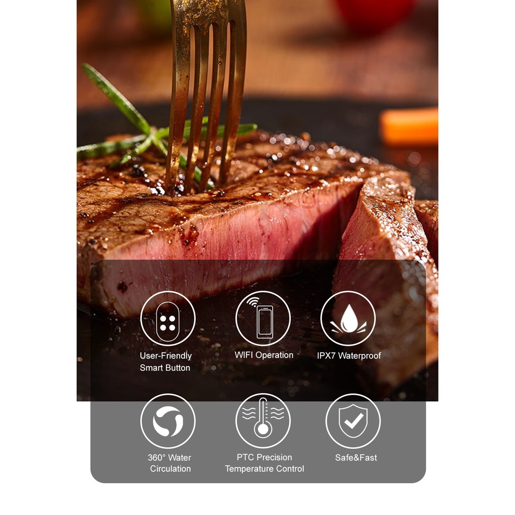 Combo Máy nấu chậm Sous vide BioloMix SV-1900 màu đỏ và máy hút chân không W200