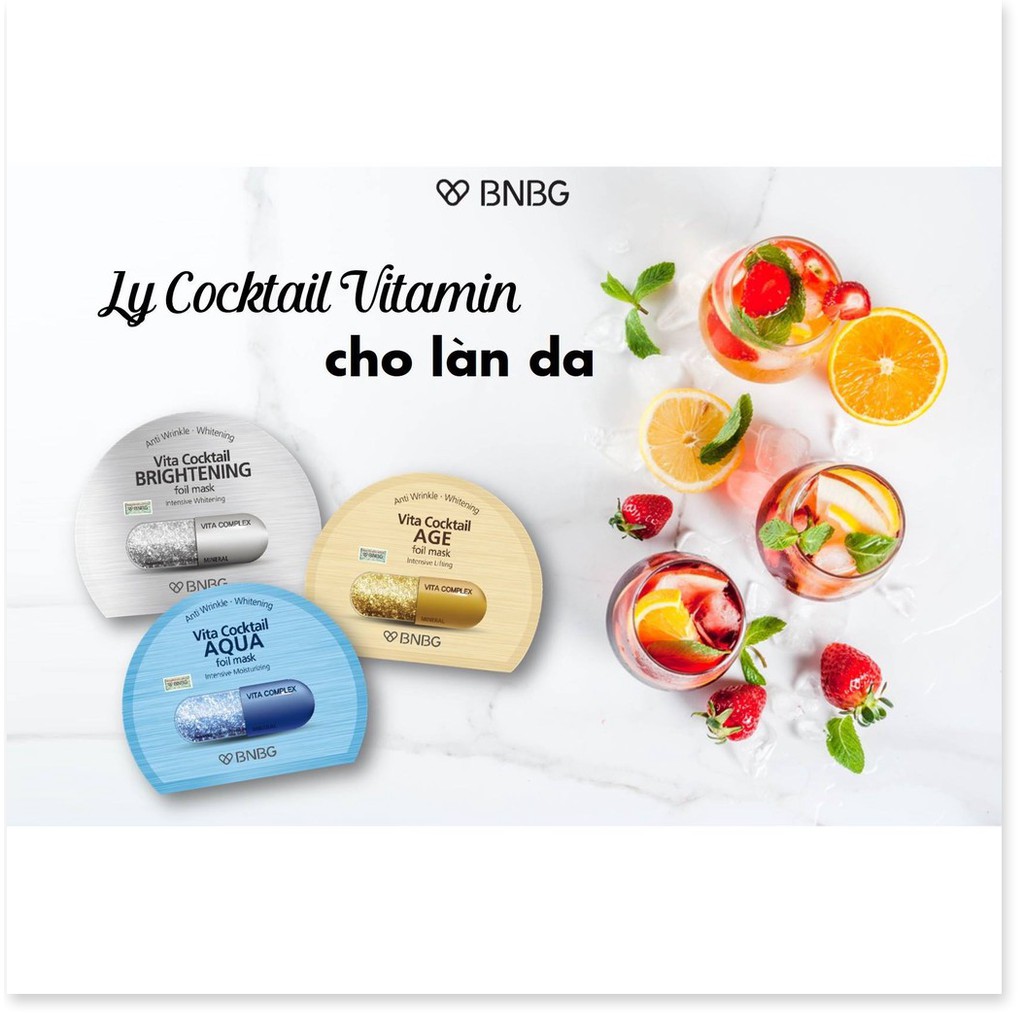 [Mã giảm giá sỉ mỹ phẩm chính hãng] Mặt Nạ Trắng Da BNBG Vita Cocktail Brightening Foil Mask