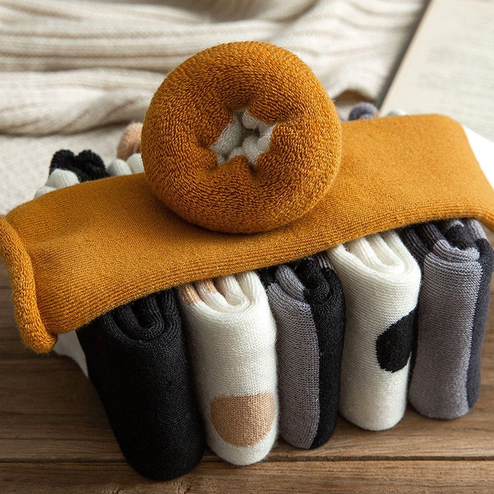 Vớ cotton dày mềm mại in họa tiết dấu chân mèo giữ ấm mùa đông xinh xắn dành cho nữ