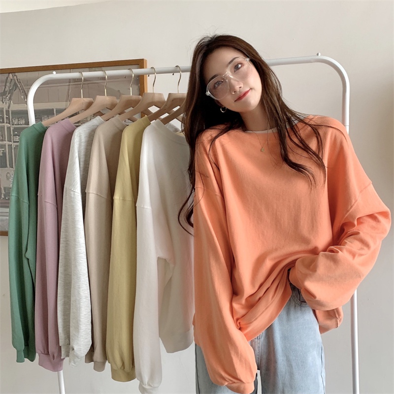 NRVP Áo thun nữ dài tay dáng rộng thời trang Hàn Quốc