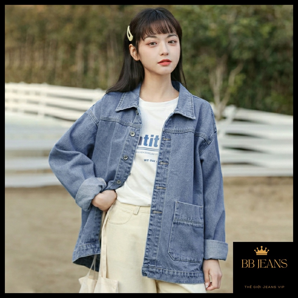 Áo khoác jean nữ California cao cao cấp form 40-62kg dài áo 60cm form vừa Panda.