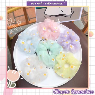 Dây buộc tóc - scrunchies hoa cúc daisy 2 lớp