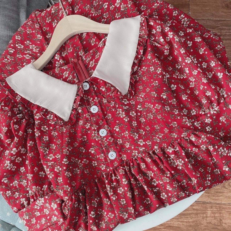 váy hoa nhí cổ bẻ vintage | BigBuy360 - bigbuy360.vn