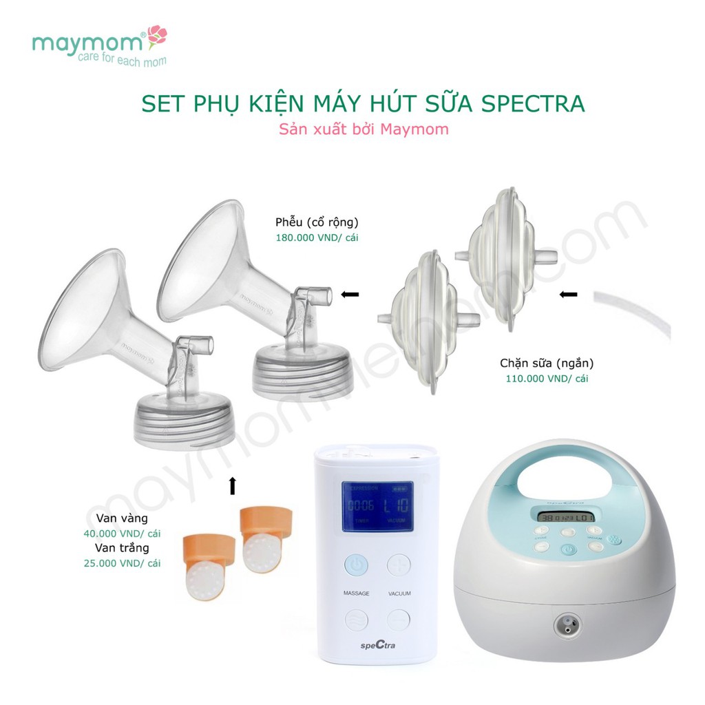 Phụ Kiện Máy Hút Sữa Spectra (Sx bởi Maymom-với bình cổ rộng)