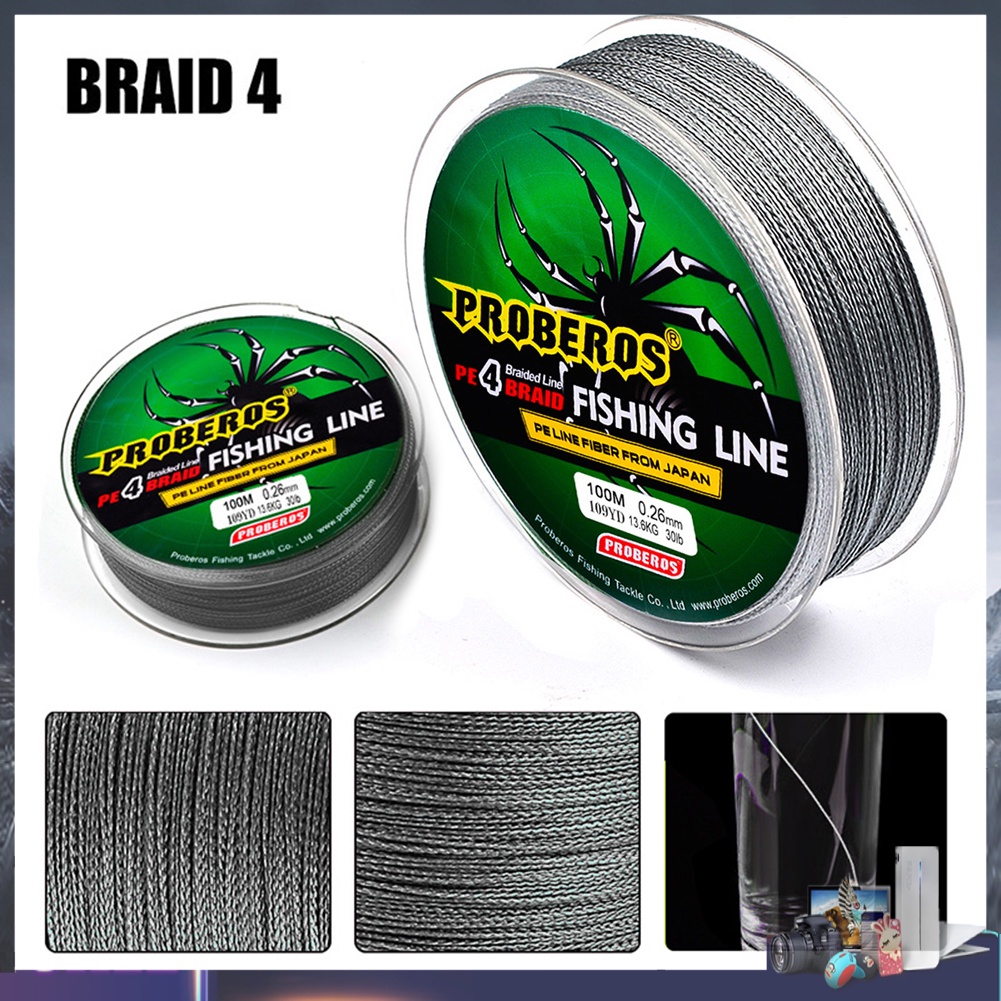 Cuộn dây câu cá bện 4 sợi PE dài 100m 0.4-10.0