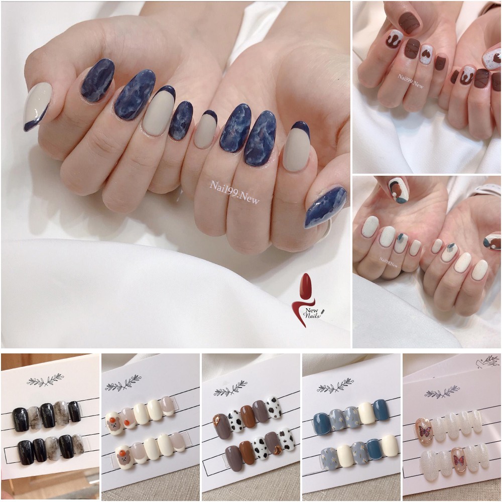 Móng tay giả nail box trang trí nghệ thuật set 10 móng tay thiết kế chuẩn fom