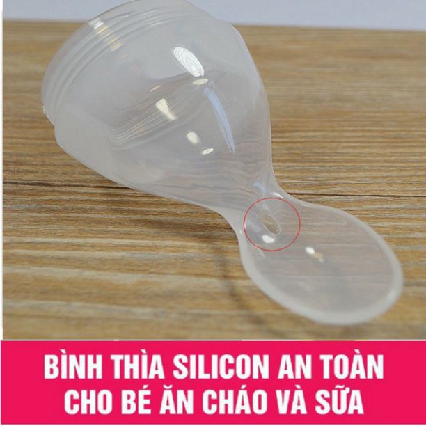 [Chính hãng] Bình thìa ăn dặm bón cháo đút bột uống sữa chất liệu silicon an toàn cao cấp