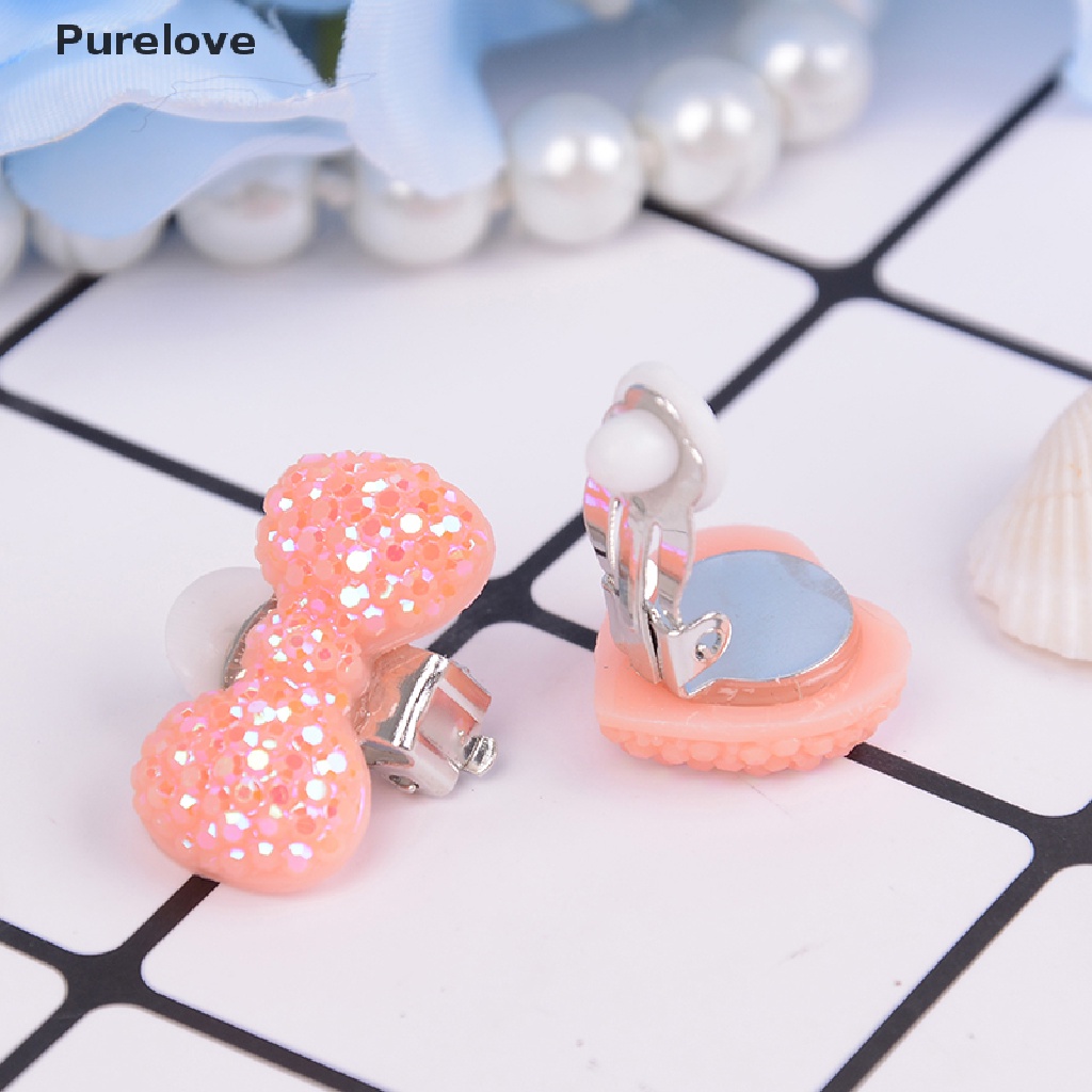 (Purelove) Khuyên Tai Nhựa resin / Nơ / Bướm Dễ Thương Cho Bé Gái Bán Chạy