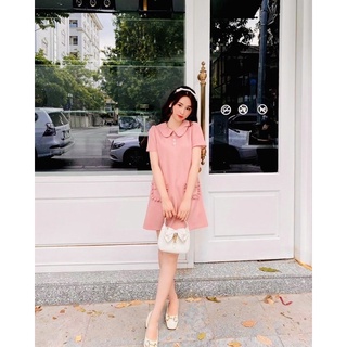 ⚡️sale shock 50%⚡️ ❣️xả hàng cuối năm❣️ đầm suông nữ phối túi bèo hồng