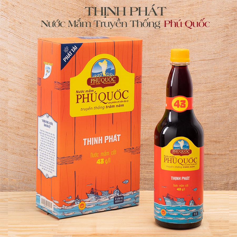 Combo 2 chai 1000ml nước mắm truyền thống Phú Quốc Thịnh Phát chai Phát Tài 43 độ đạm