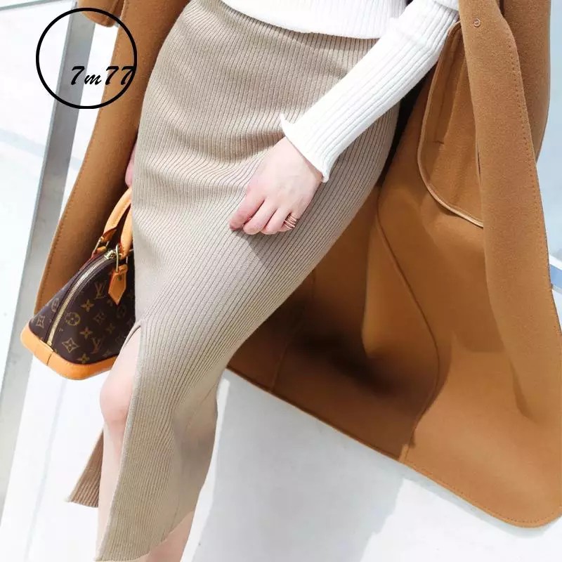 NEW! chân váy len bút chì xẻ tà