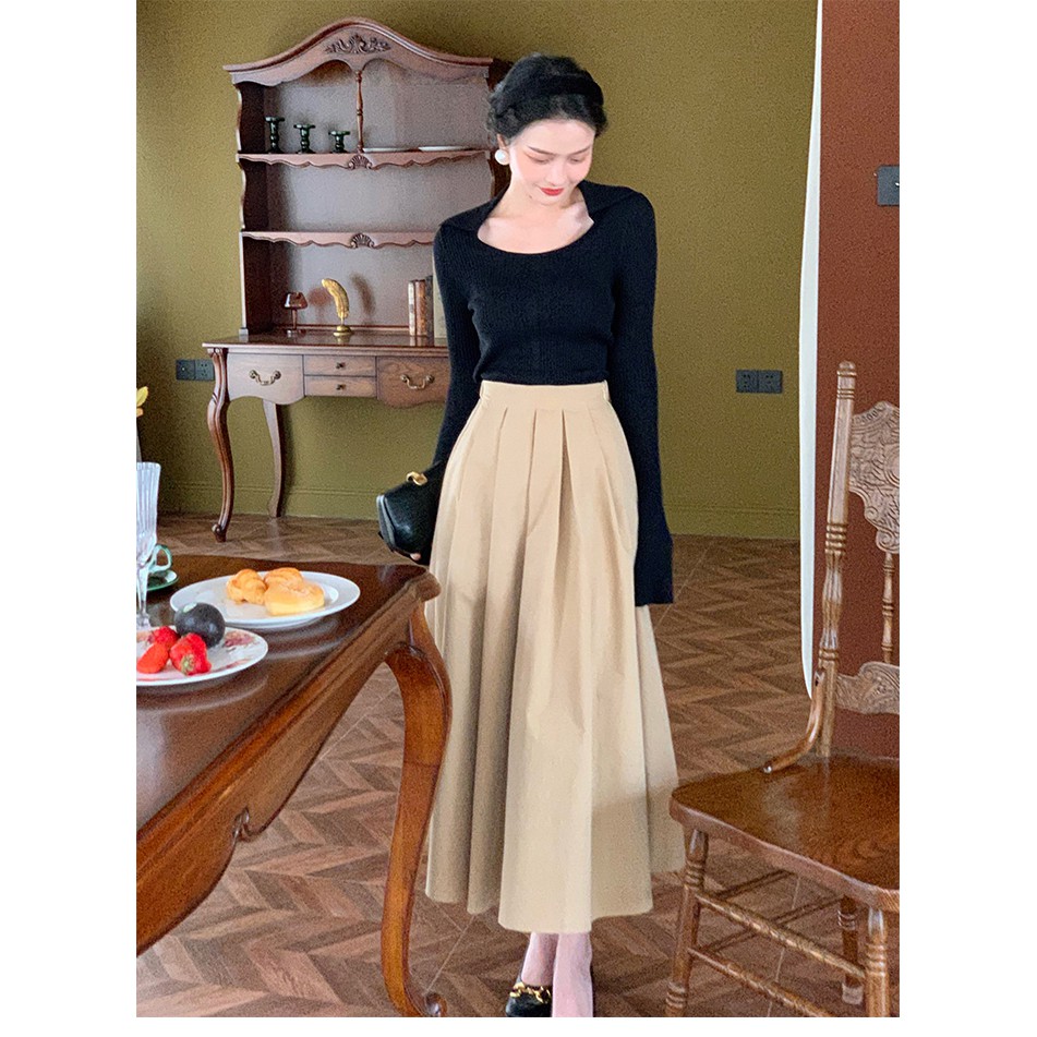 Xiaozhainv Chân Váy Lưng Cao Màu Trơn Thời Trang Mùa Hè Cho Nữ | BigBuy360 - bigbuy360.vn