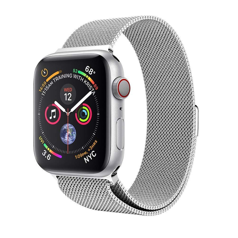 HOT 2021 Dây đeo thay thế dành cho đồng hồ Apple Watch lưới thép không gỉ Mloop KHÓA hút nam châm chắc chắn