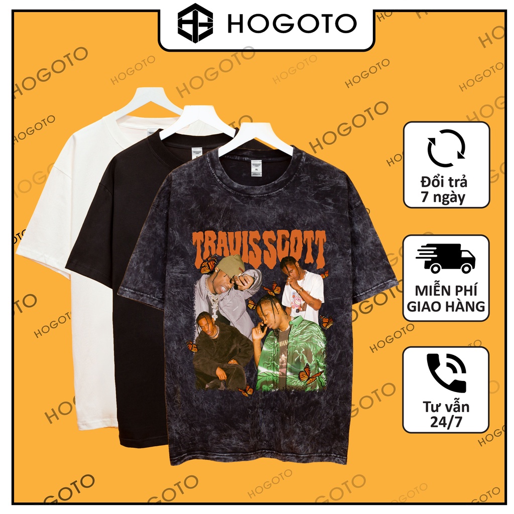 Áo thun Travisscott xanh Hogoto shop , Áo thun unisex nam nữ form rộng oversize chất liệu 100% Cotton