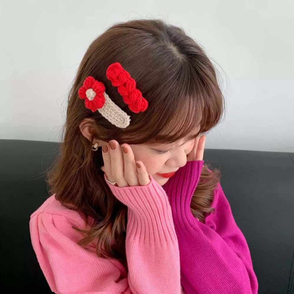 TWINKLE Kẹp Tóc Hình Bông Hoa Bằng Lông Nhung Thời Trang Thu Đông Hàn Quốc