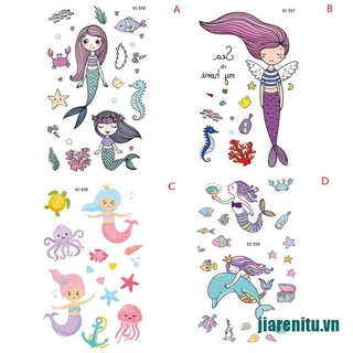 Hình Xăm Dán Hoạt Hình Nàng Tiên Cá Chống Nước Cho Bé