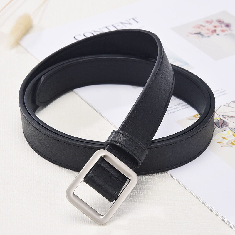 Thắt Lưng Da Khóa Vuông Kim Loại Phong Cách Boho Cổ Điển Cho Nữ
