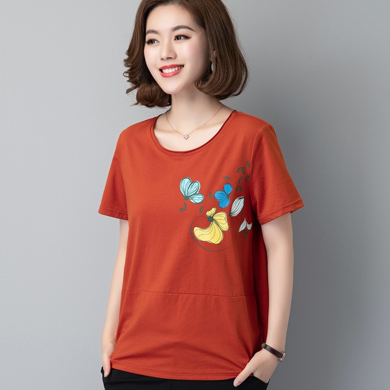 Áo Thun Tay Ngắn Dáng Rộng Vải Cotton Kiểu Hàn Quốc Thời Trang Mùa Hè Cho Nữ Trung Niên 40-50 Tuổi
