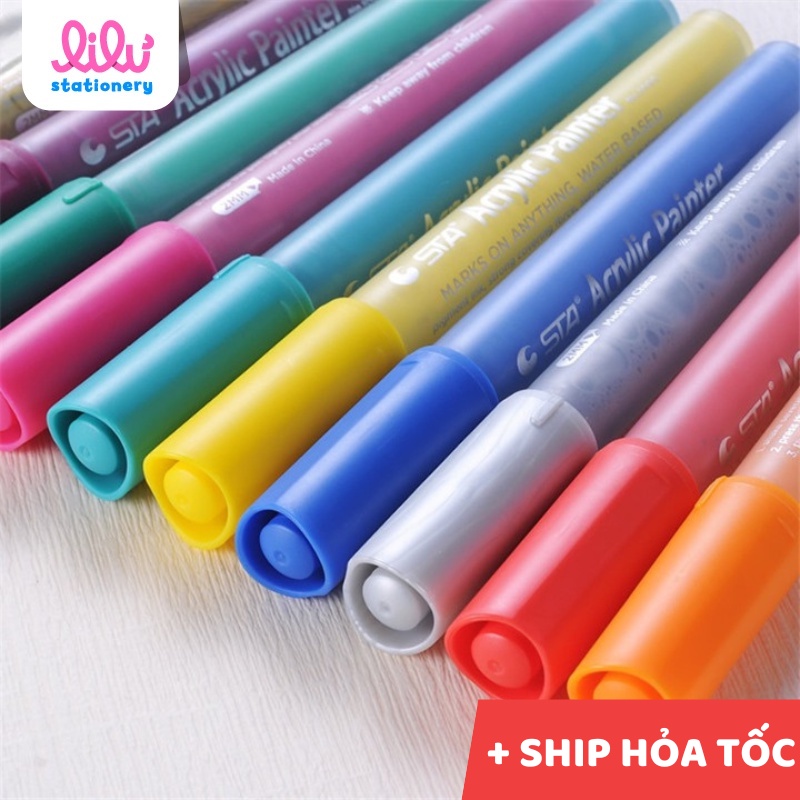 Bút sơn acrylic 51 màu repaint custom giày kim loại gỗ nhựa đá thủy tinh painter STA 1001 vẽ trên nhiều chất liệu