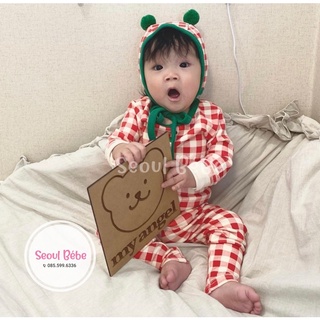 Bộ suit/rời dài tay Checks Peekaboo made in Korea