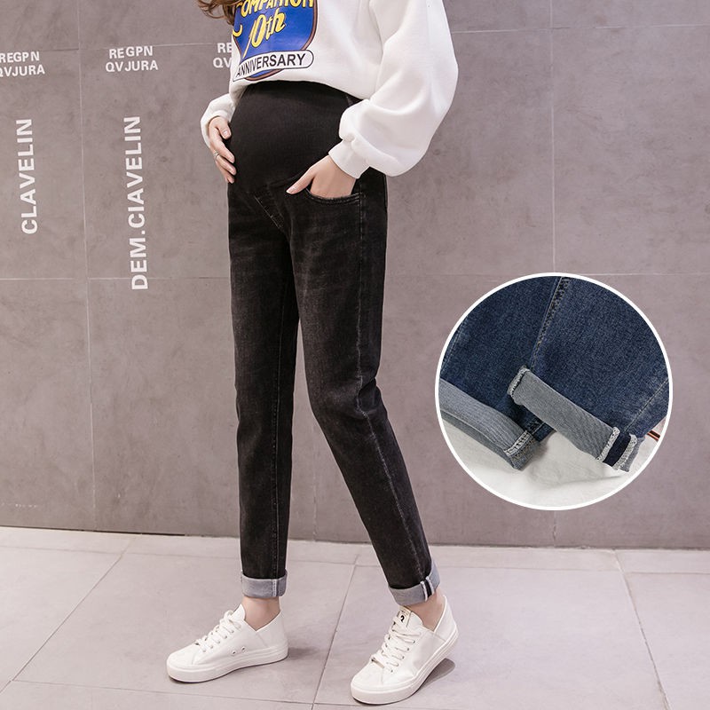 Quần Jeans Nữ Lưng Cao Co Giãn Thời Trang Cho Bà Bầu