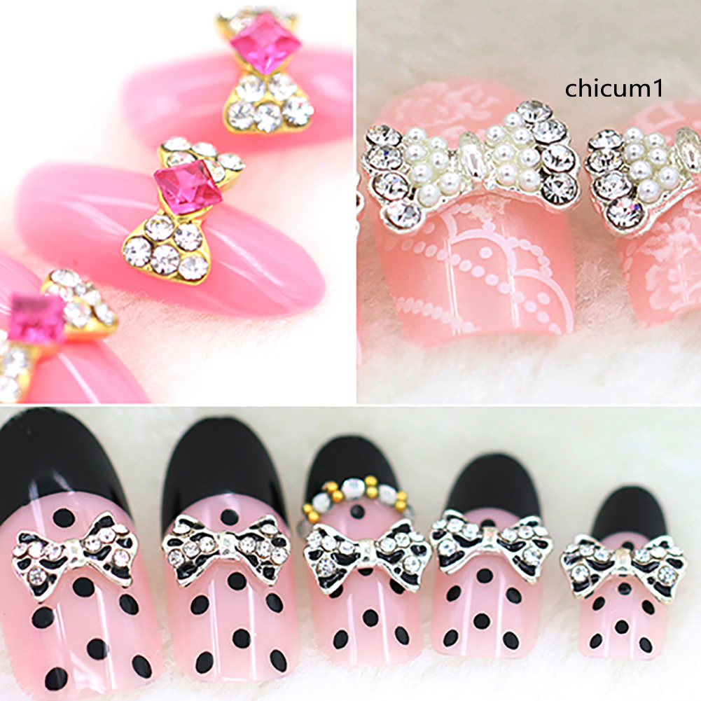 [Hàng mới về] Bộ 10 hạt đính trang trí móng hình nơ 3d