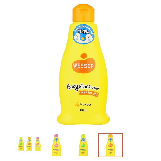 Sữa tắm gội toàn thân Wesser 2 in 1 200ml (Hương Phấn)