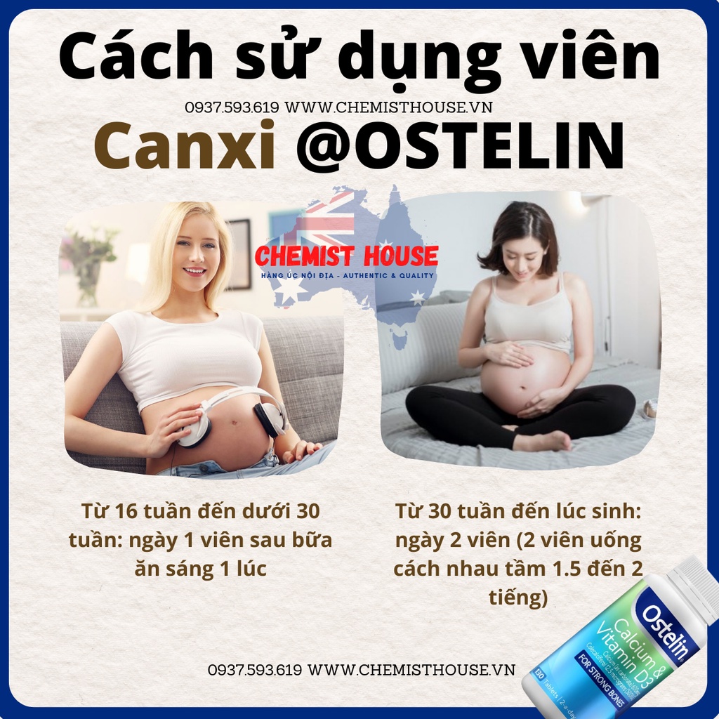 Combo Vitamin cho Mẹ Bầu 4 món (Elevit bầu hồng tổng hợp + DHA Bio Island + Canxi Ostelin + Sắt Blackmores)