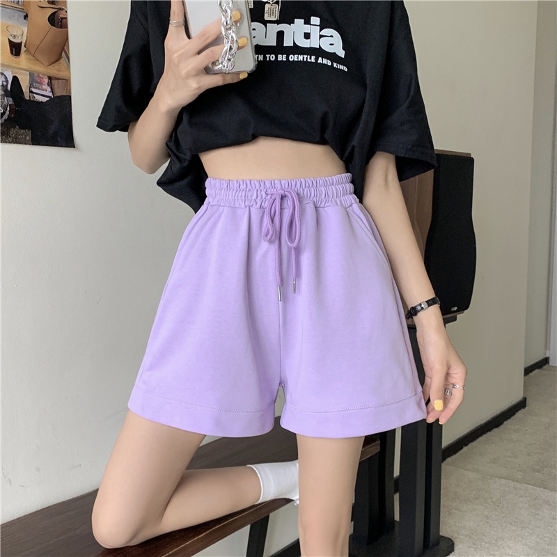 Quần short ống rộng màu trơn thời trang hè phong cách Hàn Quốc cho nữ