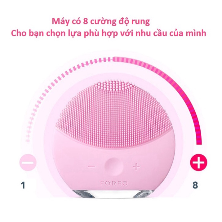 Máy Rửa Mặt Foreo Luna Mini 2 Cao Cấp Rung Sóng T-Sonic, Máy Rửa Mặt Massage Đầu Silicon