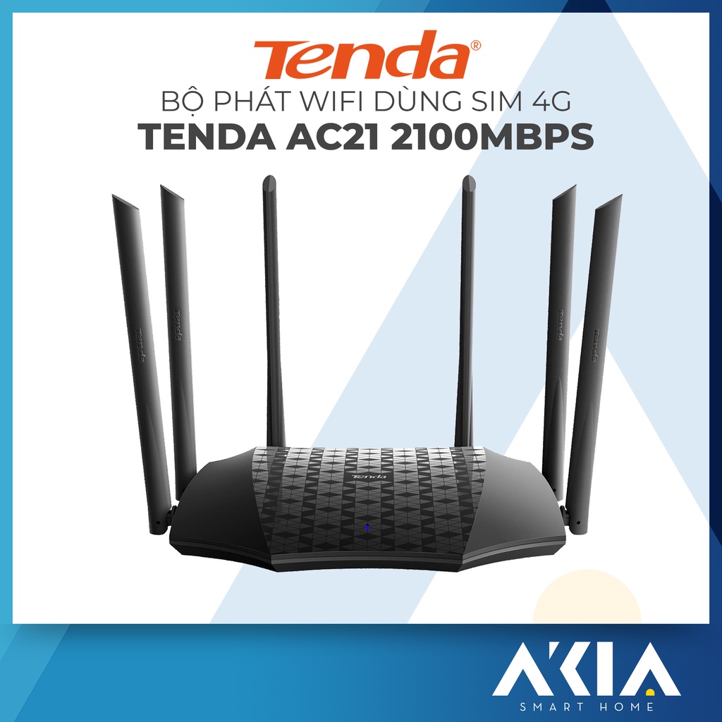 Bộ phát wifi băng tần kép AC2100 Tenda AC21, Router wifi 2 băng tần tốc độ cao 2100Mbps 4x4 MU-MIMO