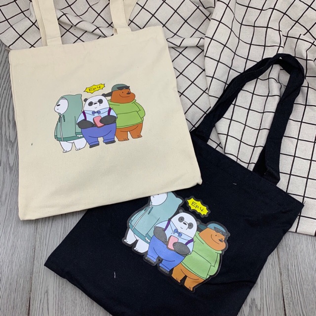 Túi tote gấu We Bare Bear  Hàng Quảng Châu