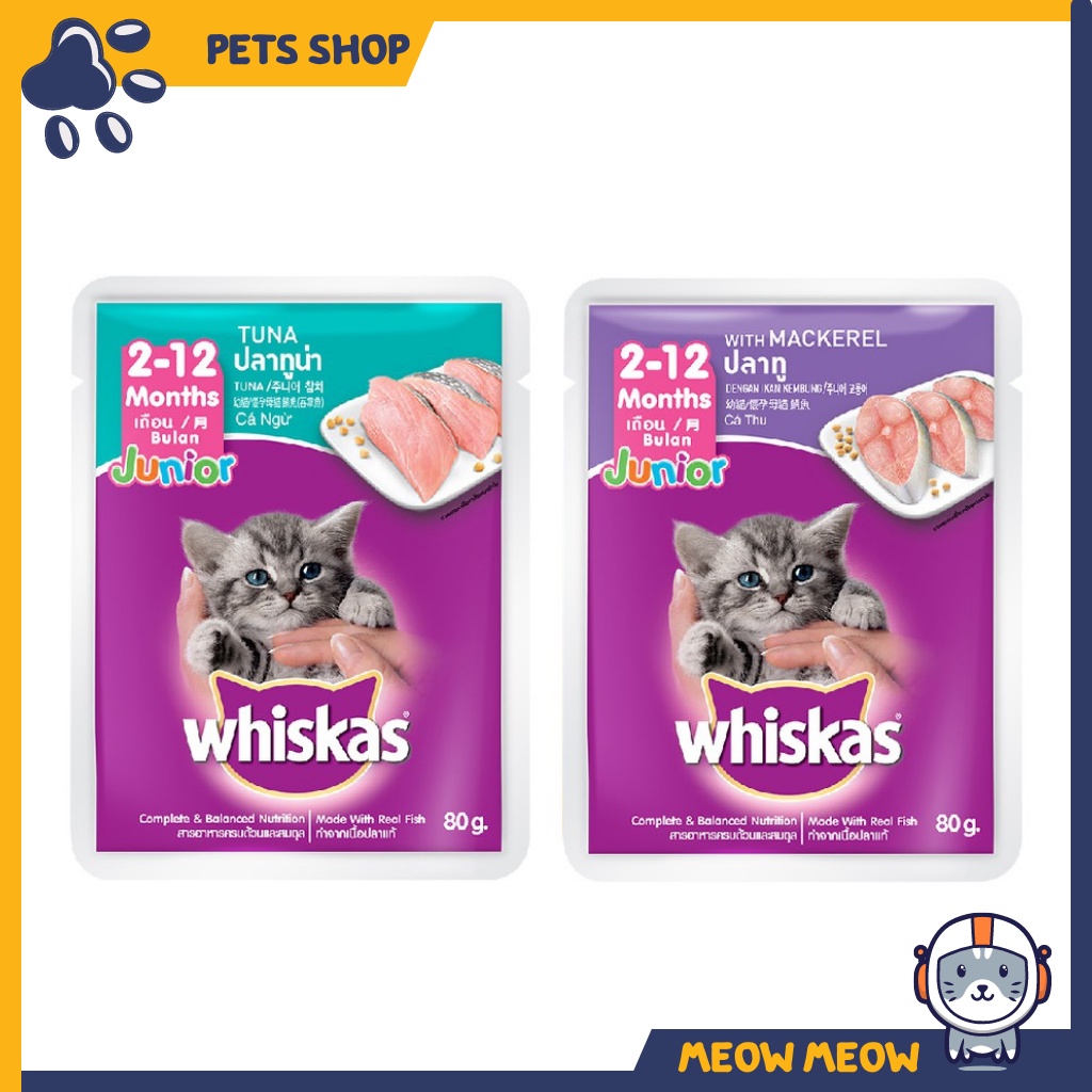 Pate whiskas junior cho mèo con | Túi 80g | Pate dinh dưỡng dành cho mèo con thương hiệu whiskas.