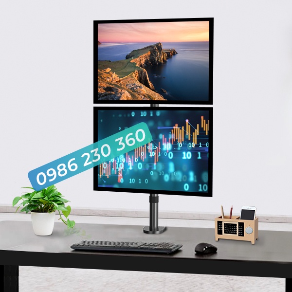 Giá Treo Màn Hình - Giá Treo 2 Màn Hình / Xếp Màn Trên - Dưới 17-27 Inch M063 Tải Trọng 8Kg