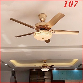 Quạt trần đèn trang trí phòng khách DCT 107 Dendecor247 Động cơ DC sải cánh rộng 1m32 đèn led 3 màu,Bảo Hành 2 năm
