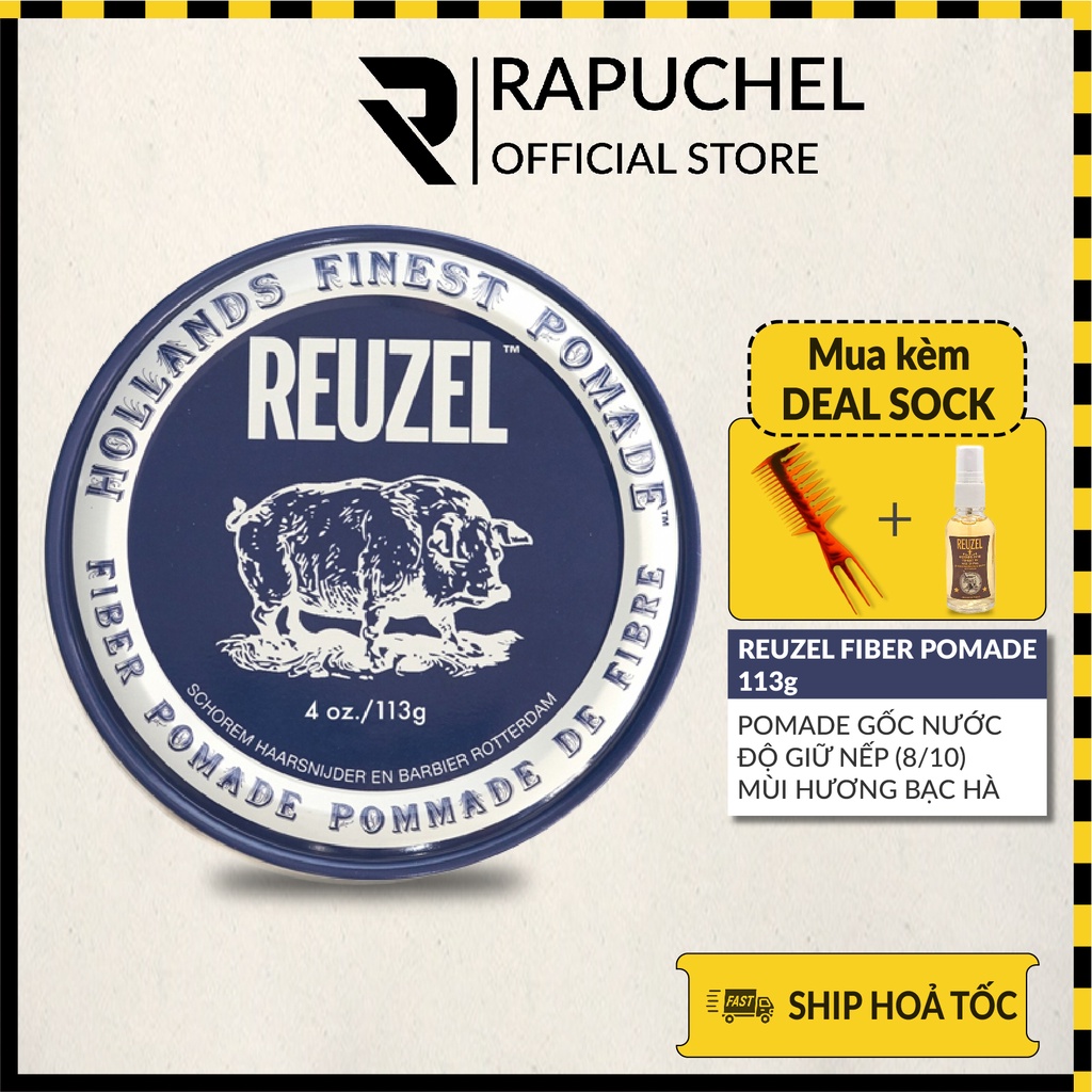 Sáp vuốt tóc nam Reuzel Fiber Pomade 113g chính hãng giữ nếp cao cấp Rapuchel Store RF01