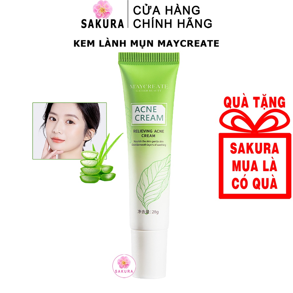 Kem làm mờ sẹo thâm mụn Maycreate Gel nha đam dưỡng ẩm dành cho da mụn nội địa trung  Acne Cream Sakura 20g