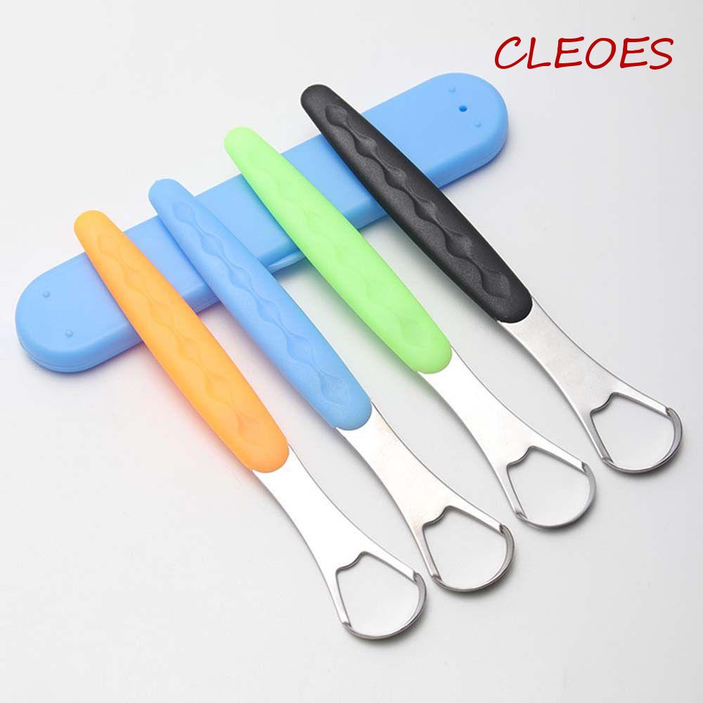 Dụng Cụ Cạo Lưỡi CLEOES Bằng Thép Không Gỉ Tái Sử Dụng Kèm Hộp Đựng Vệ Sinh Lưỡi