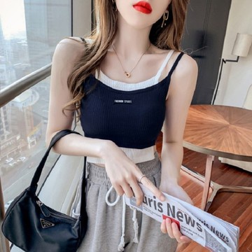 Áo hai dây giả hai lớp màu sắc tương phản dáng ôm thời trang mùa hè  dành cho nữ