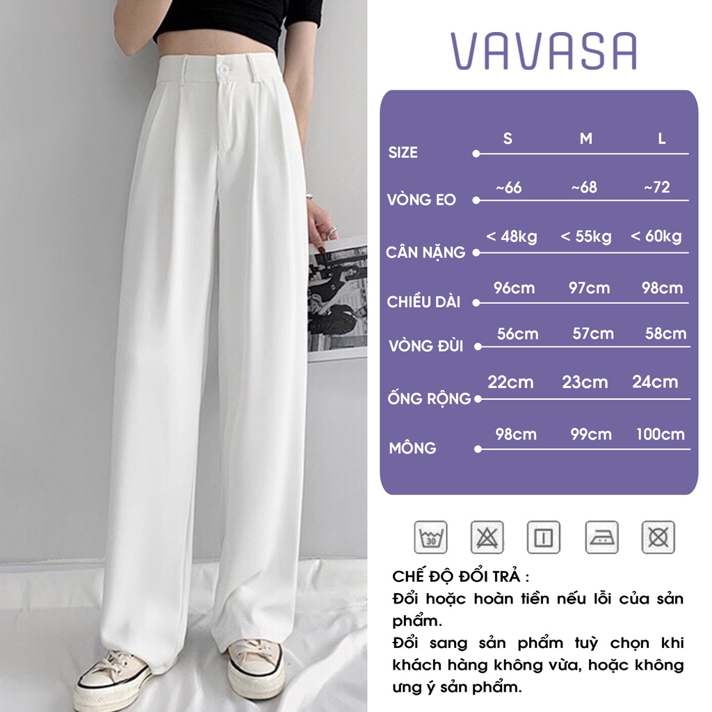 Quần ống rộng suông nữ lưng cao nhiều màu dễ phối đồ công sở đi học bigsize VAVASA QT02 | WebRaoVat - webraovat.net.vn