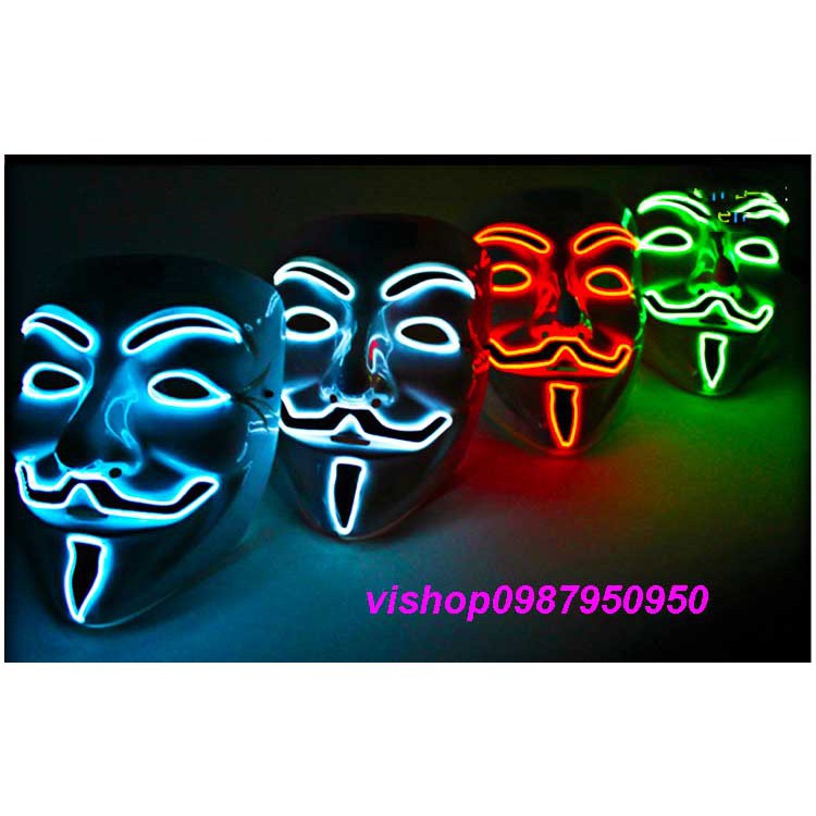 MẶT NẠ HÓA TRANG HACKER anonymous đèn led viền cao cấp chính hãng xịn