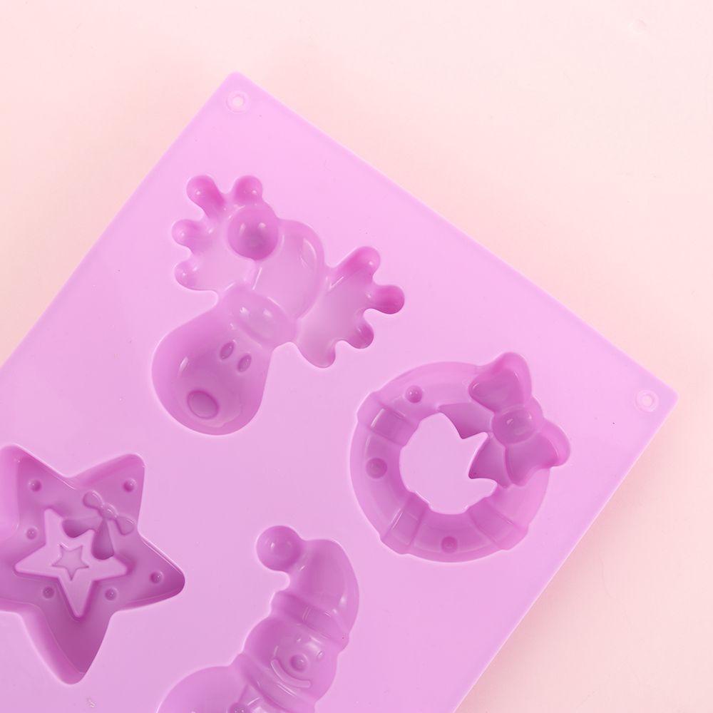 Khuôn Silicone Làm Xà Phòng Sáp Thơm Hình Ông Già Noel 6 Lỗ