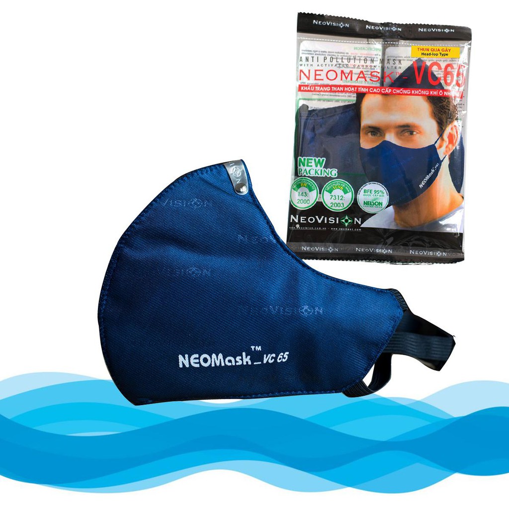 Combo 10 Khẩu trang than hoạt tính NeoVision NeoMask VC65 chuẩn N95 (TQG)-Chống bụi mịn PM2.5, lọc khuẩn BFE 95%
