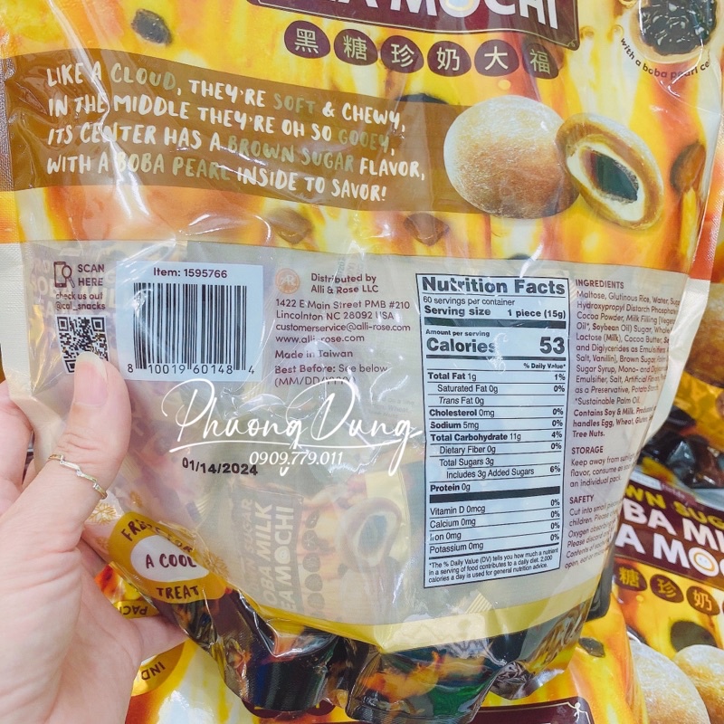 Bánh Mochi trà sữa trân châu đường nâu Brown Sugar Boba Milk Tea Mochi 900g