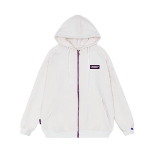 Áo hoodie zip TWENTI  nỉ form rộng màu xanh trắng nâu