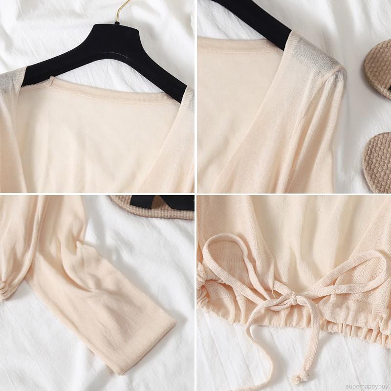 Áo khoác cardigan dệt kim mỏng tay dài chống nắng thời trang cho nữ | BigBuy360 - bigbuy360.vn